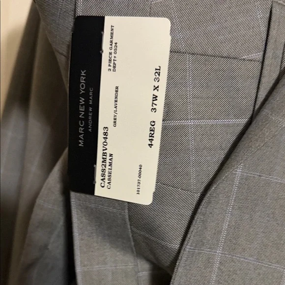 Marc New York Gray Windowpane Suit Jacket with Light Blue Lines - Picture 6 of 6